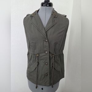 ModModeleChic Olive Vest with Studded Details